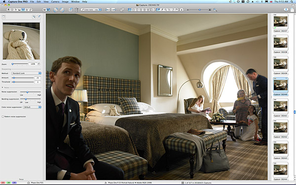 Behind the scenes during the shoot in the Deluxe Family Room at Killarney Park Hotel in the Irish County of Kerry.
